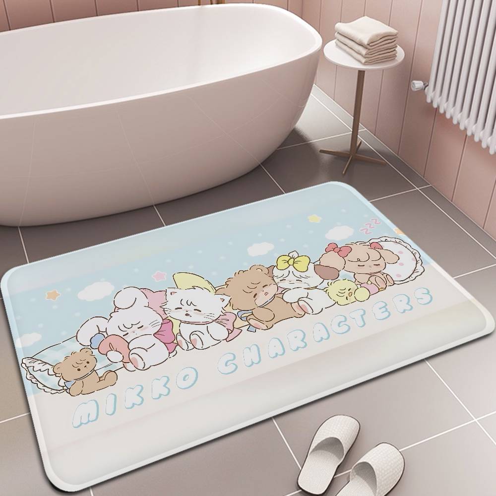 Cute Cartoon Mikko Cat Floor Mat Rectangle Anti-slip Home Soft Badmat Front Door Indoor Outdoor Mat Hotel Decor Mat