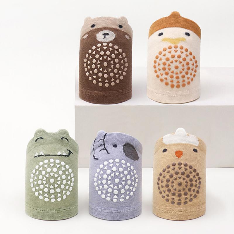 1 Pair Class A Xinjiang Combed Cotton Baby Crawling Knee Pads, Hollow Mesh Anti-Slip Silicone Dot Knee Leg Warmers for Toddler 0-5 Years Four Seasons