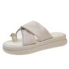 Round Head Set Toe Slip-on Metal Decoration Soft Bottom Soft Surface Thick Bottom 2024 Summer New Fashion Women's Slippers
