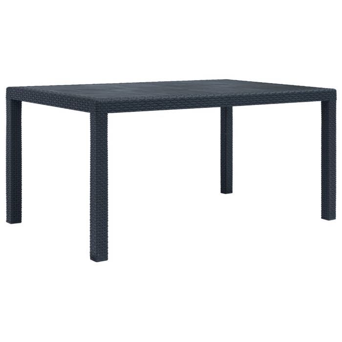 VidaXL Garden Table Anthracite 150x90x72 Cm Plastic Rattan Look