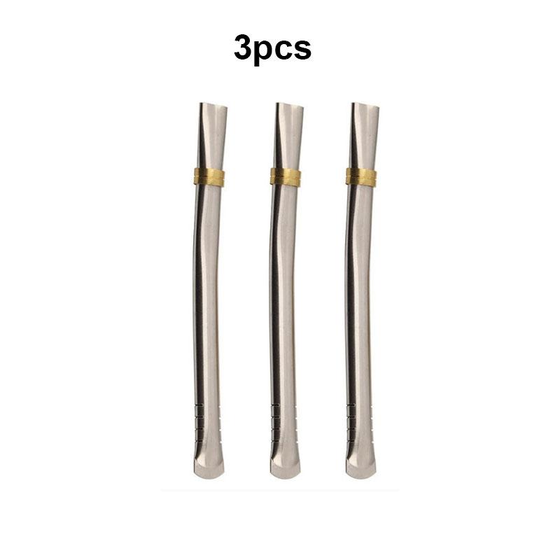 3pcs Yerba Mate Bombilla Gourd Drinking Filter Straws Stainless Steel Flat Head Straw Filter Reusable Kitchen Straws Accessories