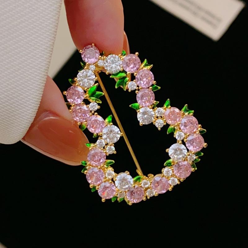 Fashion Pink Rhinestone Lucky Gourd Shaped Brooches For Women Clothing Accessory Crystal Openwork Gourd Brooch Pin Party Jewelry