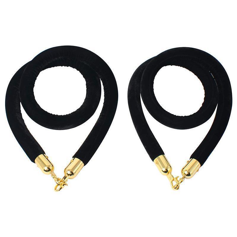 Velvet Rope & Stainless Steel Stanchion Set: 2-Pack Isolation Queue Barriers with Lanyard
