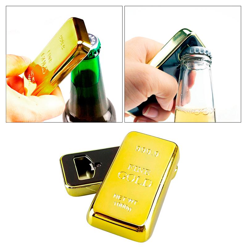 Gold Bar Bottle Opener & Magnet Golden Bullion Fridge Beer Openers Bar Kitchen Utensils Daily Necessitie Items 1pcs