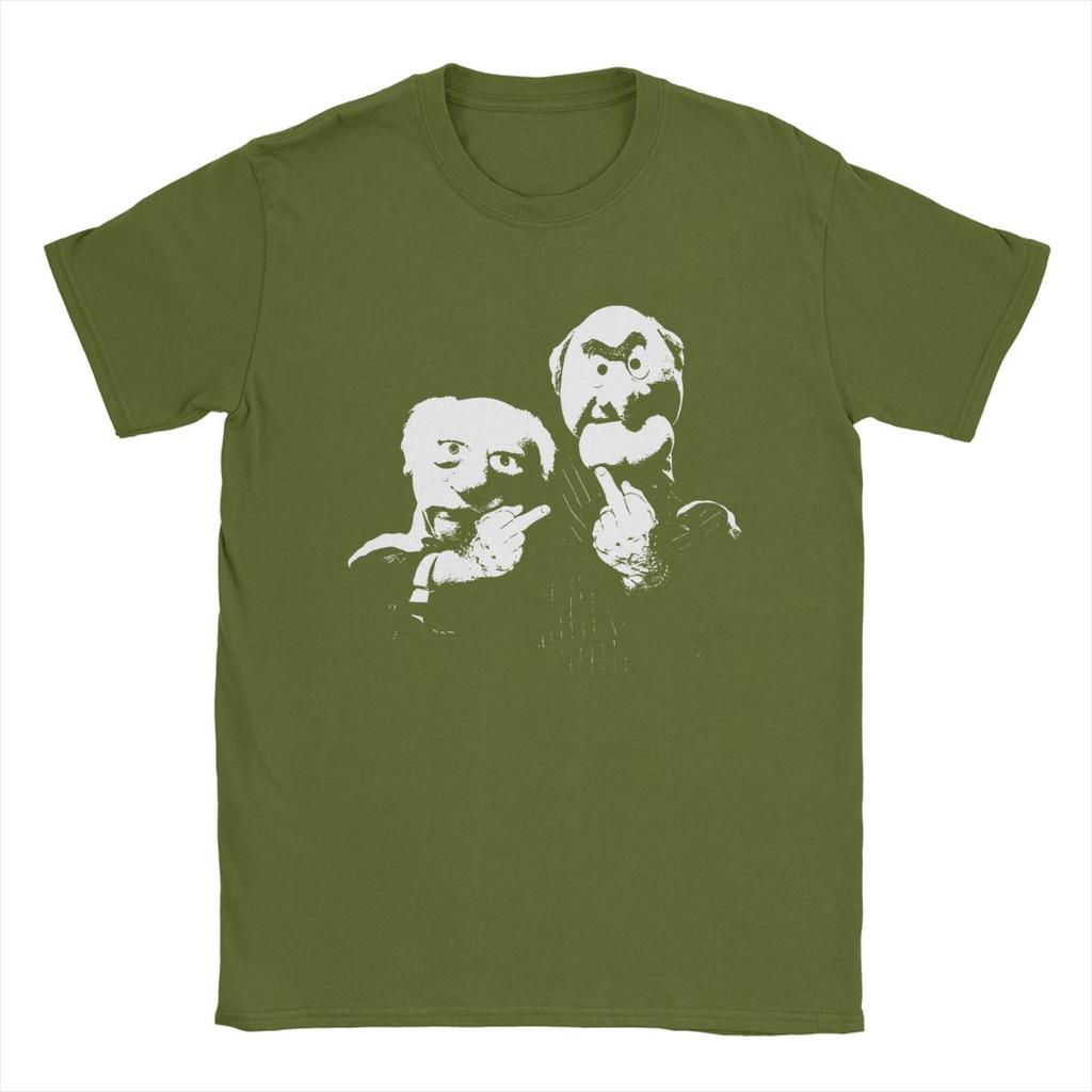 Statler Und Waldorf Stinkefinger Herren T-Shirts Lustige T-Shirts Kurzarm Rundhals T-Shirt Reine Baumwolle Geschenkidee Kleidung