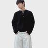 Men's Korean Style High-End Henley Collar Sweater - Heavy Woven, Twisted Knit, Loose Fit for Spring & Autumn