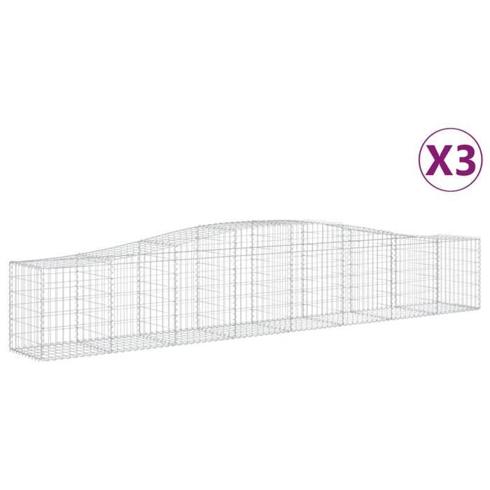 VidaXL 3x Paniers à Gabions Arqués Cages à Gabions Arquées Murs de Gabion Barrières de Jardin Terrasse Extérieur 3145931