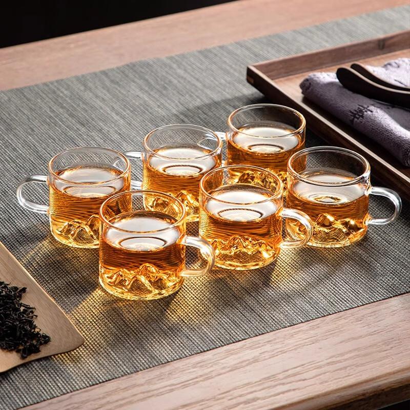 GIANXI High Borosilicate Glass Cup Thickened High Temperature Bottom Guanshan Design With Handle Small Tea Cup Kung Fu Tea Set