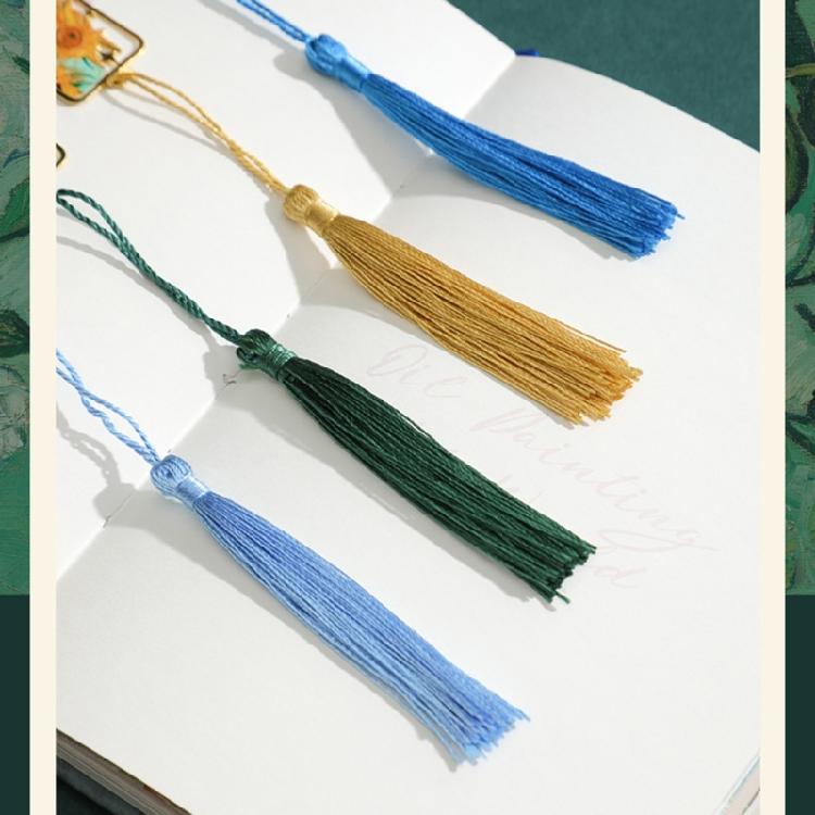 4Pcs Vintage Oil Painting Themed Bookmarks with Tassels Hollow Metal Bookmarks Book Page Marker for Teacher Reader