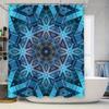 Blue Flower Shower Curtain Waterproof Fabric Home Decor Bathroom Decoration Luxury Crystal Design Print for Modern Bathrooms (Si