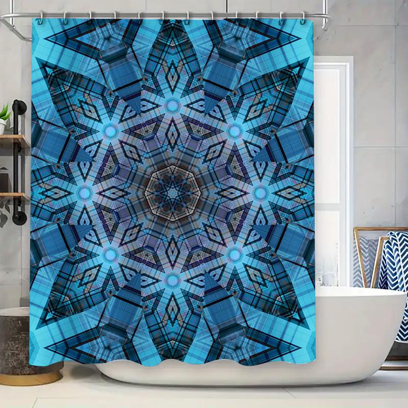 Blue Flower Shower Curtain Waterproof Fabric Home Decor Bathroom Decoration Luxury Crystal Design Print for Modern Bathrooms (Si