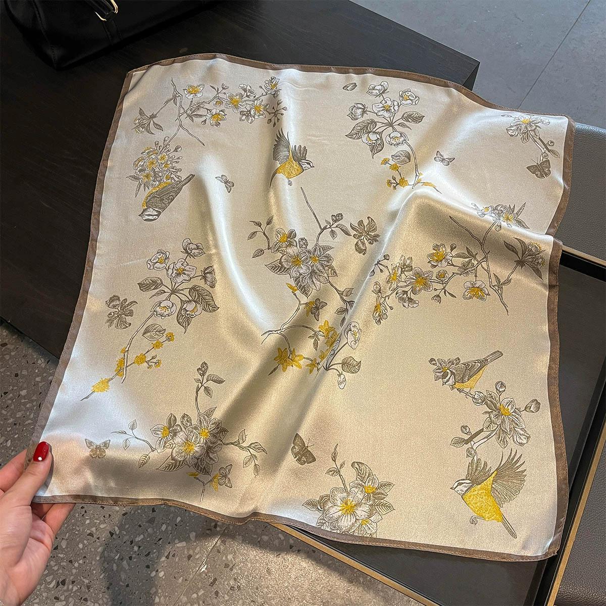 

100% Шарф из тутового шелка Женские шали и накидки Женский фуляр в клетку Шарфы Пашмина Шейный платок Женский хиджаб Бандана буфанда Real Silk 53x53cm