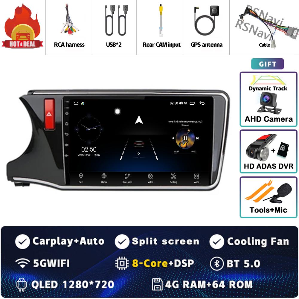 9" Android 14 Carplay Car Radio For HONDA CITY 2015 2016 2017 - 2019 Multimedia Video Player Navigation GPS Stereo 2Din DVD WIFI