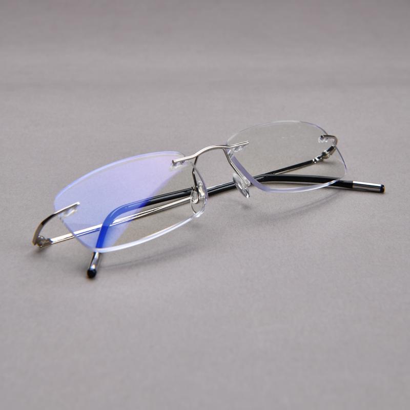 

Rimless Cutting Reading Glasses Blocking Blue Light Computer Frameless Men Business Presbyopia Eyeglasses Diopters Women +100