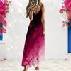 Women Plus Size Off Shoulder V Neck Spaghetti Strap Sleeveless Colorful Swirl Print A Line Long Dress