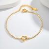 Luxurious Heart Zircon Chain Bracelet for Women,Gold Color Stainless Steel Link Chain Bracelets,Fashion Jewelry Gift