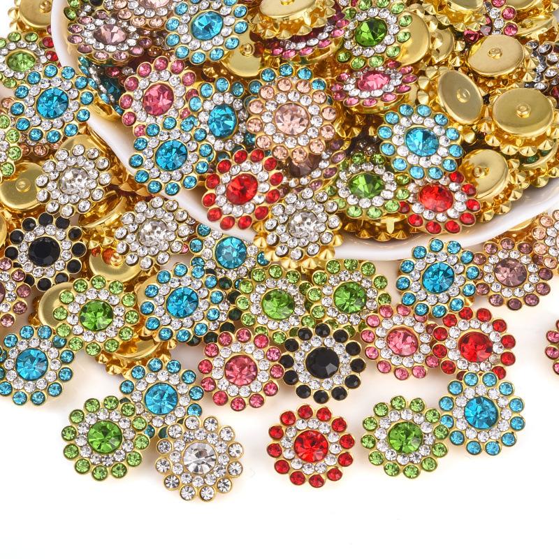 Sun Flower Claw Diamond, Glass Flower-Shaped Rhinestone Buckle Hand Seam Diamond, Round Flower Plate Grab Diamond Diy Jewelry Button Decoration
