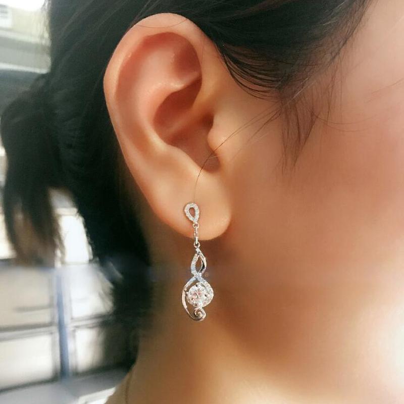 Sparkling Luxury Jewelry 925 Sterling Silver Water Drop AAAAA Cubic Zirconia Party Women Wedding Bridal Dangle Earring Gift