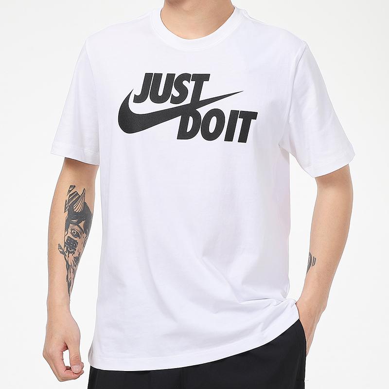 Nike Letter Print Crew Neck Short Sleeve T-Shirt And Drawstring Shorts Set Men Sets AR5007-100+DH7161-010