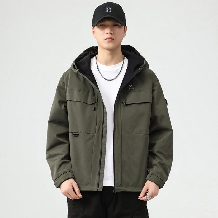Tri-Proof Jacket Men'S Seasonal Tooling Casual Outdoor Windproof Jacket Loose Men'S Trench Coat