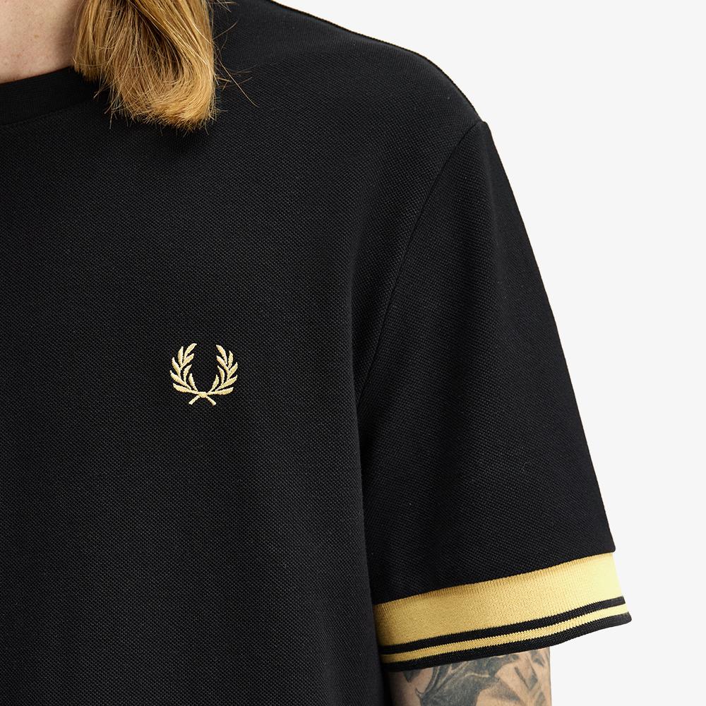 FRED PERRY [Sharp] Twin Tip Cuff T-Shirt - Black/Champagne Afpm2612396-90A