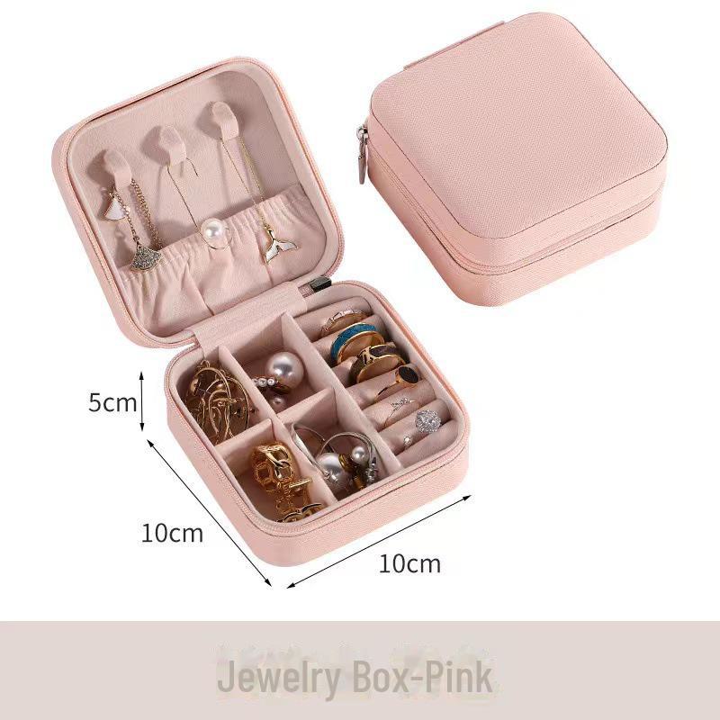 Exquisite Portable Jewelry Box: Compact Travel Storage for Earrings, Rings, and Necklaces.