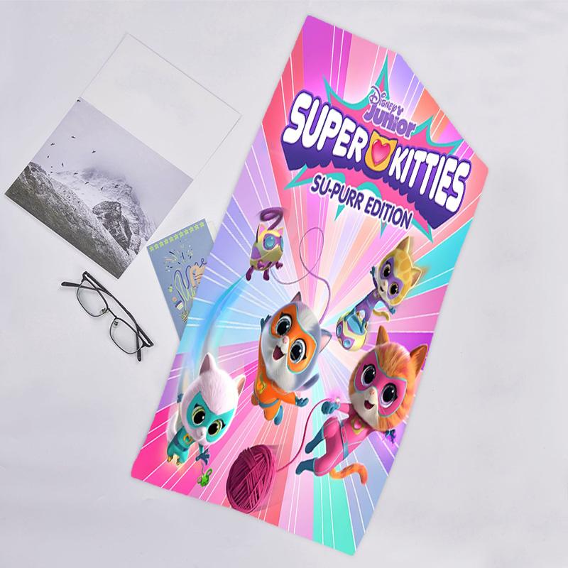 1pc Super Kitties Adventures1 Beach Towel, Beach and Seaside Swimming Pool Equipment, Fashion Pattern, Rectangular, Travel Essentials