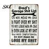 Funny Workshop Signs for Dad Garage Shit List, Tinplate Metal Sign, Man Cave Wall Decor Garage, Men Workshop, Home Bar, Retro Handyman Gift