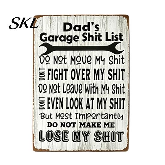 Funny Workshop Signs for Dad Garage Shit List, Tinplate Metal Sign, Man Cave Wall Decor Garage, Men Workshop, Home Bar, Retro Handyman Gift