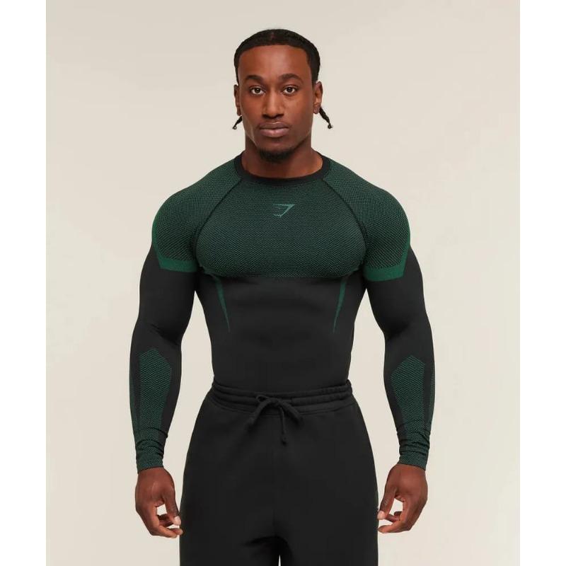 T-shirt da uomo a maniche lunghe con stampa a righe 3D, top da uomo comodo, traspirante e versatile