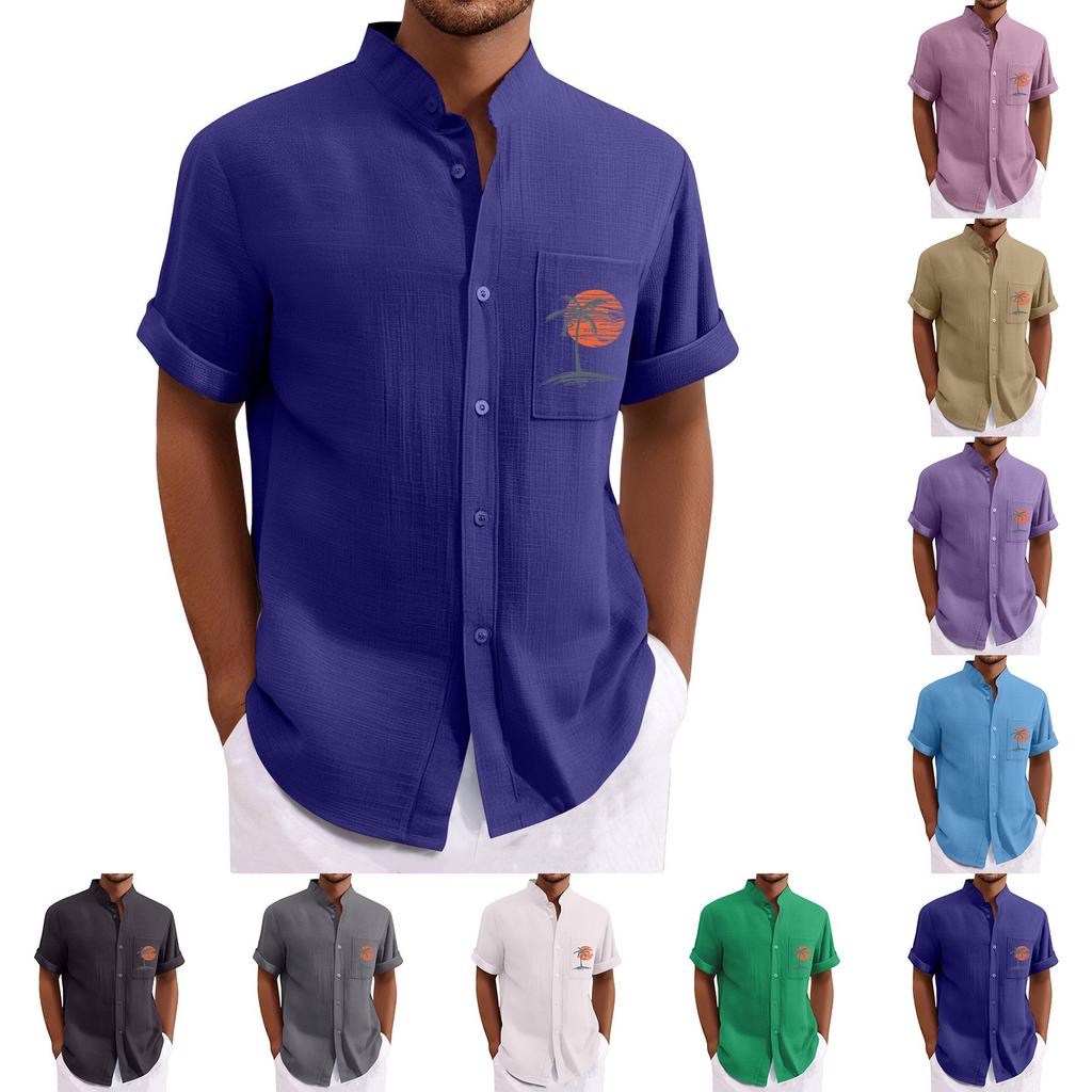 Men'S Casual Loose Short Sleeved Printed Shirt With Fashionable Top