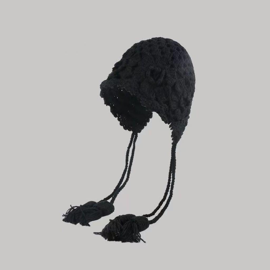 Floral Knit Beanie Hat For Women With Ear Protection And Cozy Warmth For Autumn Winter Seasons