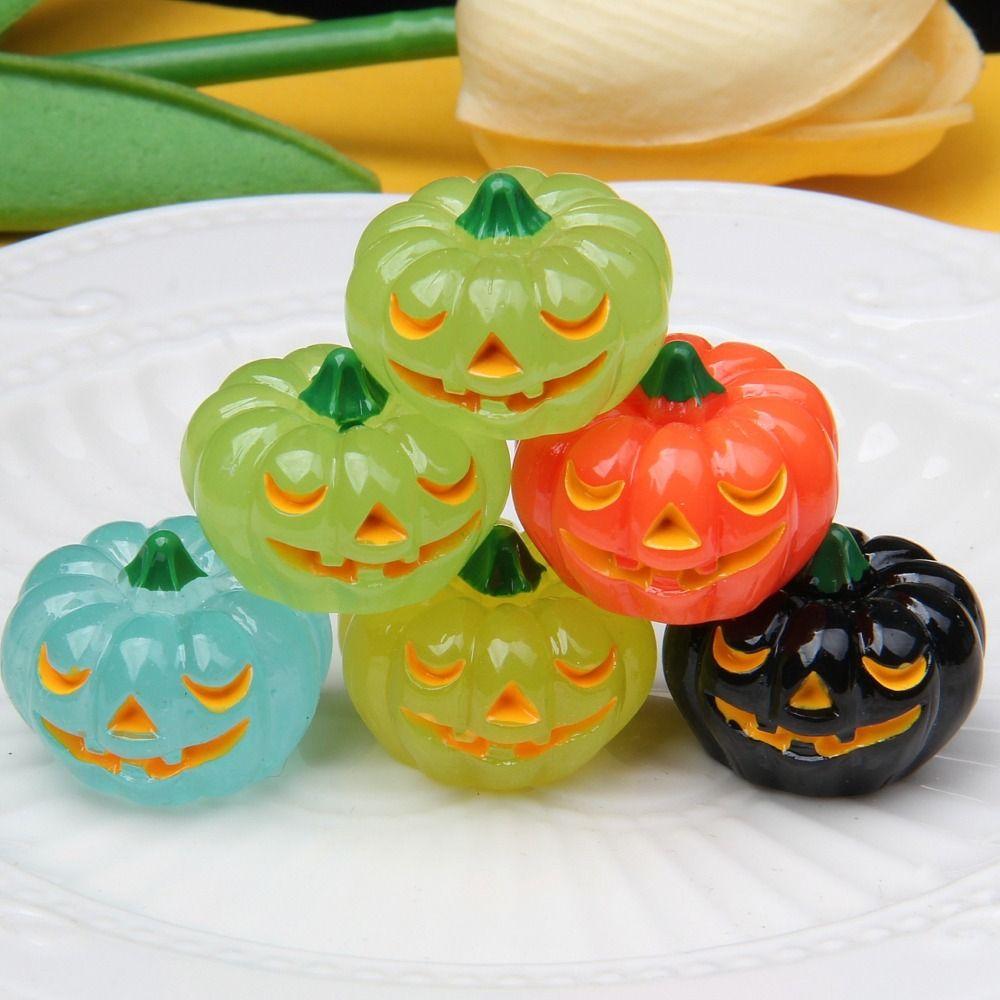 

5pcs Glow in Dark Luminous Pumpkin Figurines Miniature Desk Bonsai Decor Style 1