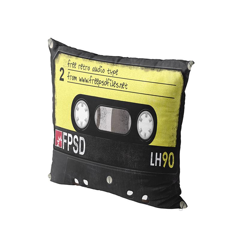 Vintage-Kissenbezug mit Kassette und Musikband. Lustiges Design, Sofakissenbezug, Umarmungskissenbezug, Hochzeit, Party, Schlafzimmer, Heimdekoration