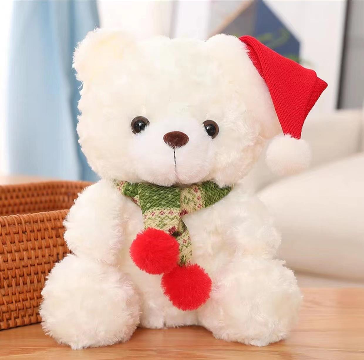 Рождественский медведь Плюшевая игрушка Кукла Игрушка Детская плюшевая игрушка Девочки Тряпичная кукла Подарок Праздничная кукла 25cm