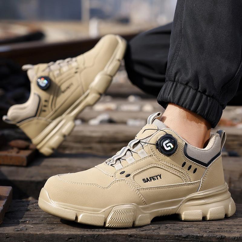 

New Rotating Buckle Safety Shoes Men Work Sneakers Protection Shoes, Anti smashing Anti piercing Safety Steel toe shoes, 37