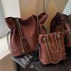 IELGY Ladies Bucket Bag Crossbody Large Capacity Chain Simple Casual Commuter Bag