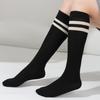 Women Striped Cotton Long Socks Japanese Jk Black White Knee High Stockings Long Tube Leg Solid Color Girls Students Warm Socks