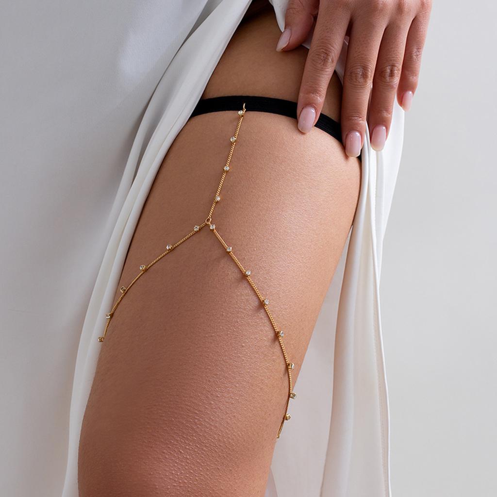 Accessories Sweet Cool Casual Rhinestone Beach Leg Chain Elastic Belt Imitation Pearl Sexy Leg Chain Women