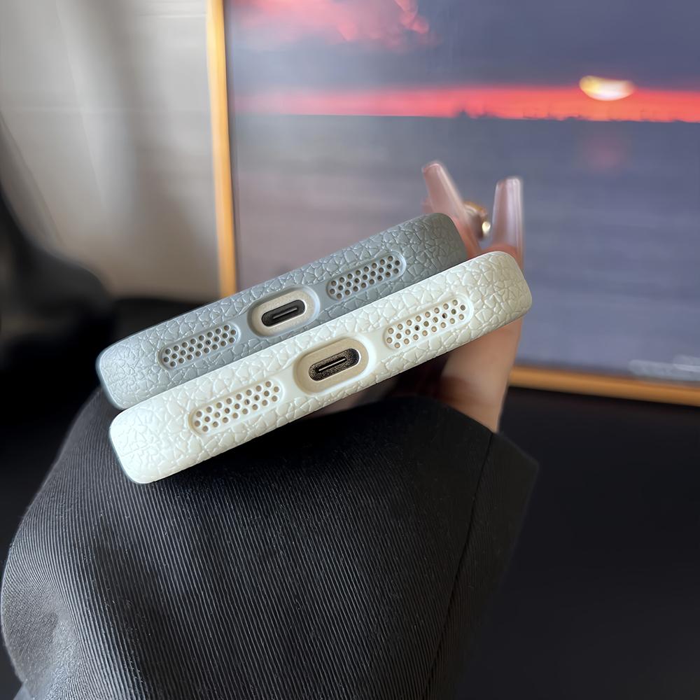Custodia Magnetica per Telefono Opaca Bicolore con Motivo Litchi per iPhone 17 Air 16 15 14 13 12 11 Pro Max Plus Per Magsafe Cover Morbida in TPU