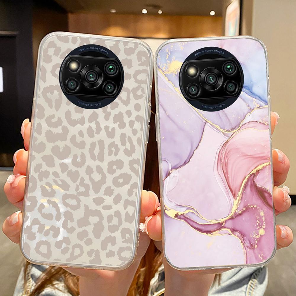 Cow Black Pink Leopard Print For Xiaomi Poco X3 NFC X3Pro X 3 6.67" Phone Case Camera Protection Cover Artistic Blue Marble TPU