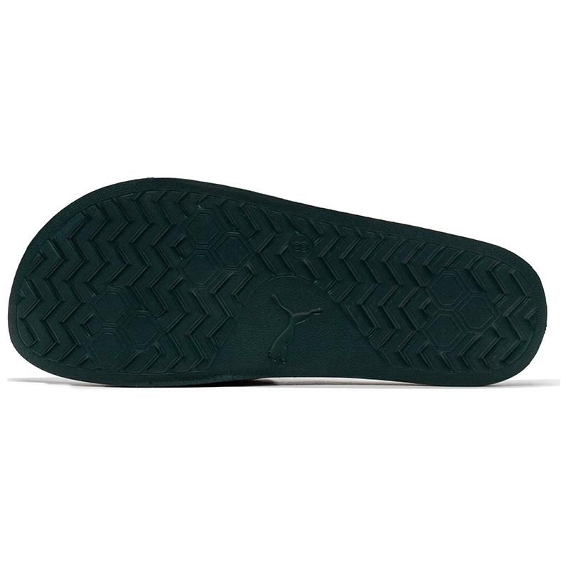 PUMA Leadcat Unisex Slides Green Gold Stylish Comfortable Casual Totem Leather Splicing 398678-03