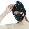 Black Soft Punk Knitted Beanie Warm Hat Winter 18x35cm for Women and Girls