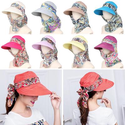 Summer Foldable Portable Wide Brim Anti-UV Sun Hat Floral Print Caps Beach Cap Sun Visor Hat