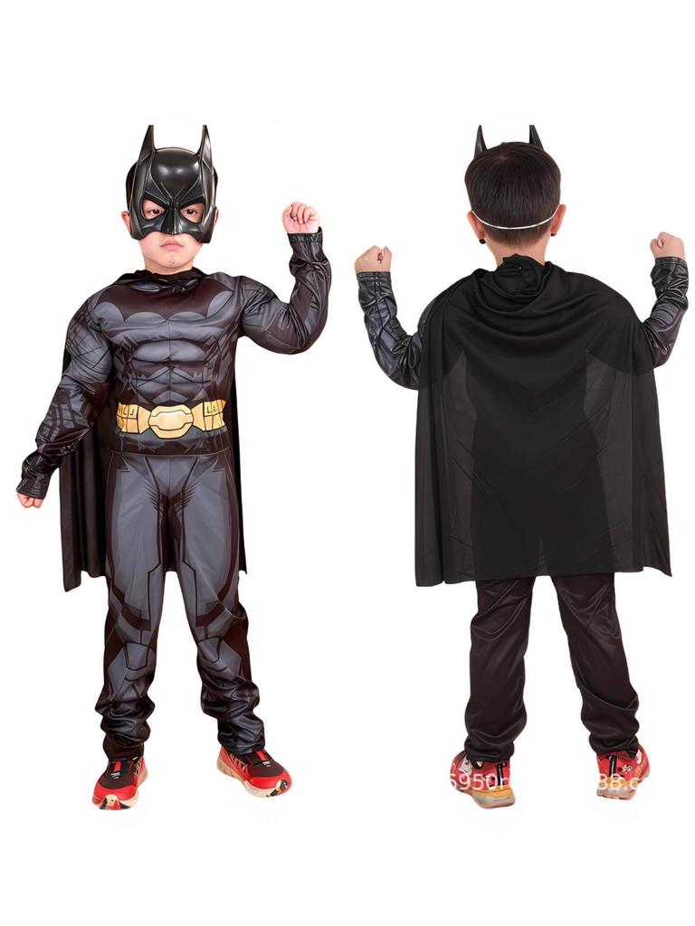 Kids' Black Batman Muscle Costume for Halloween Cosplay