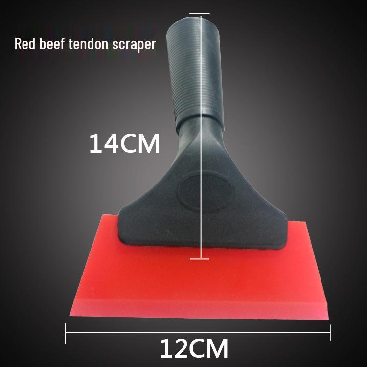Slanted Edge Cow Tendon Water-Squeeze Scraper with Reinforced Rubber Handle for Glass Cleaning and Film Application.
