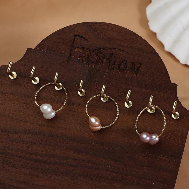 Tropfenförmiger Süßwasserperlenring - Vergoldet, Verstellbar, Erhältlich in drei Farben