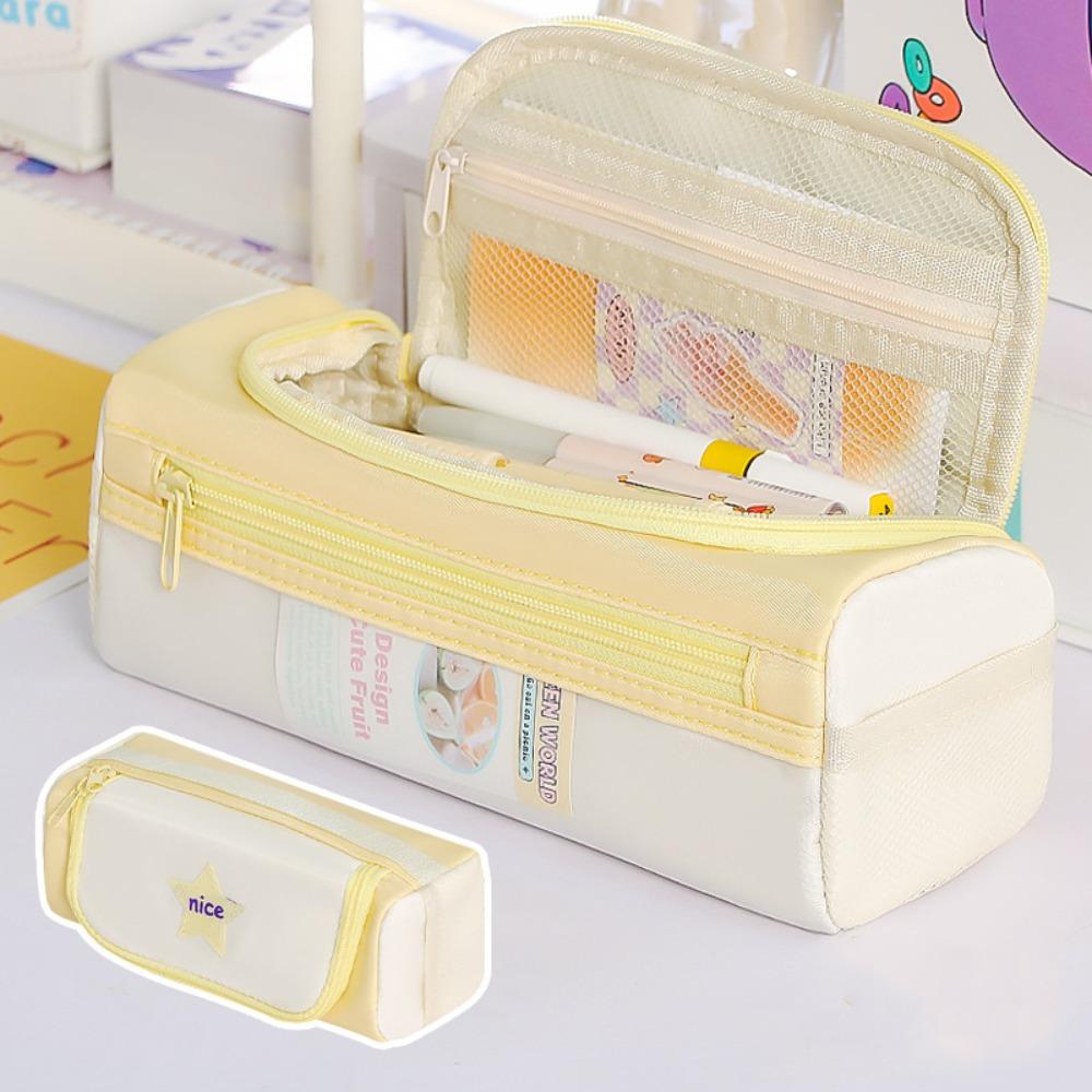 Star Pattern Pencil Case Zipper Design Stationery Storing Bag Stationery Organizer  School Office