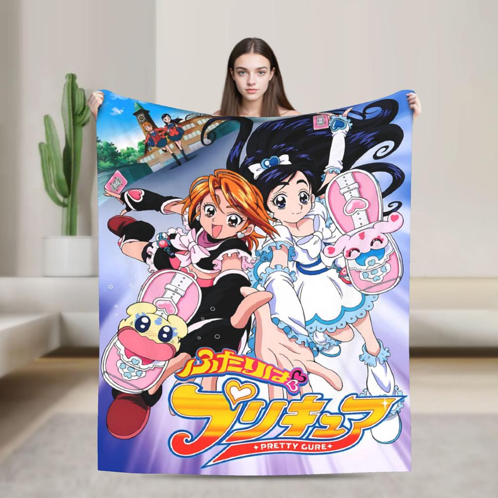 Pretty Cure Super Soft Blanket Airplane Travel Plush Throw Blanket Funny Outdoor Flannel Bedspread Sofa Bed Cover