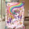 Rainbow Unicorn with Stars Theme blanket Lightweight Warm Flannel Blanket Decorative Throw Blanket for Home Decoration